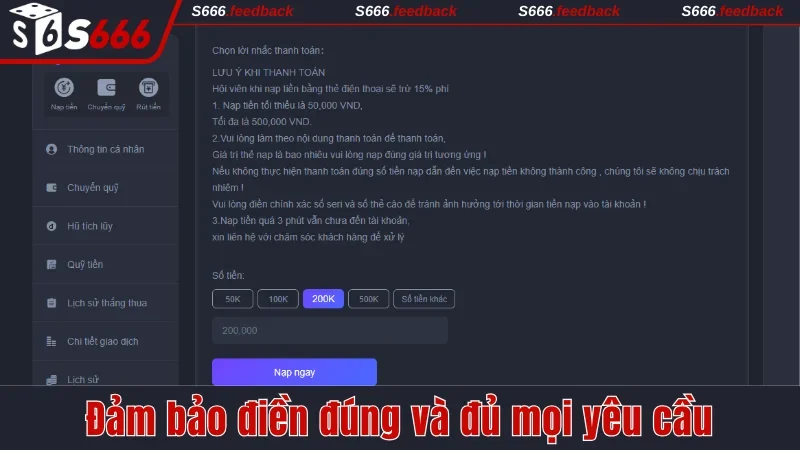 Đảm bảo điền đúng và đủ mọi yêu cầu