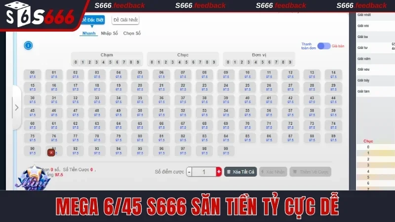 Mega 6/45 S666 - Hành trình săn Jackpot cực dễ
