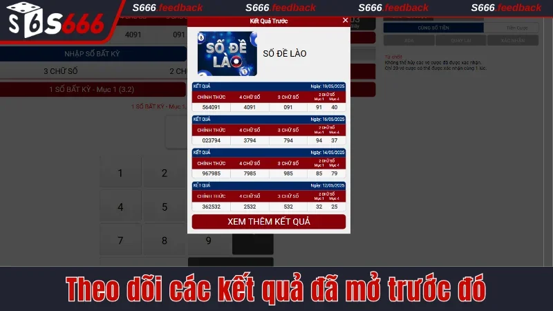 Theo dõi các kết quả đã mở trước đó