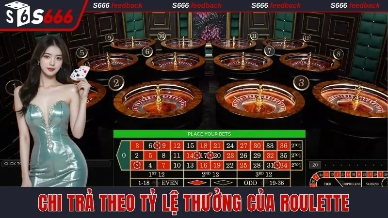 Tiền thưởng của Roulette S666 được chi trả theo các hạn mức tỷ lệ