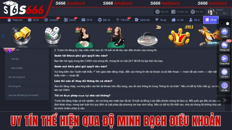 Uy tín thể hiện qua độ minh bạch điều khoản